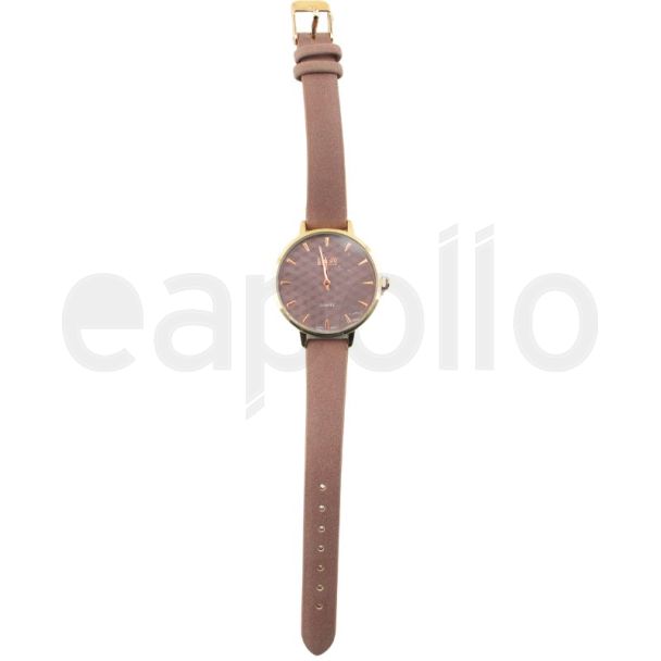 Eton Ladies Slim Strap Watch With Self Pattern Dial – Pink & Rose Gold
