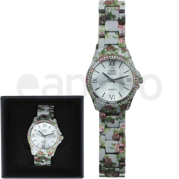 Eton Ladies Floral Print Watch – Grey