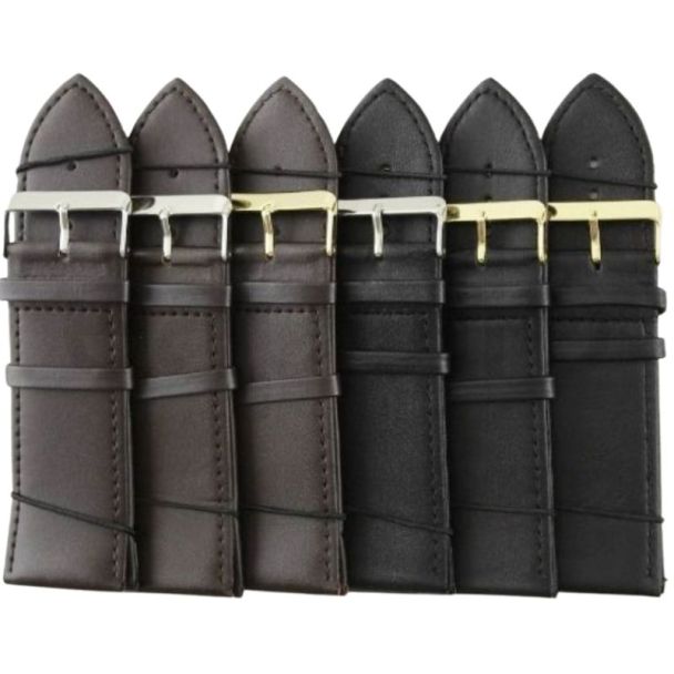 Extra Long Leather Watch Straps - Black/Brown - 30mm