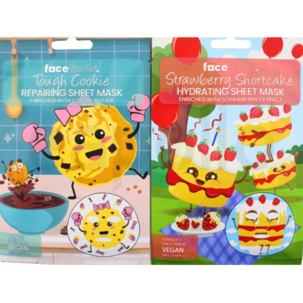 Face Facts Printed Sheet Mask- Strawberry Shortcake & Tough Cookie