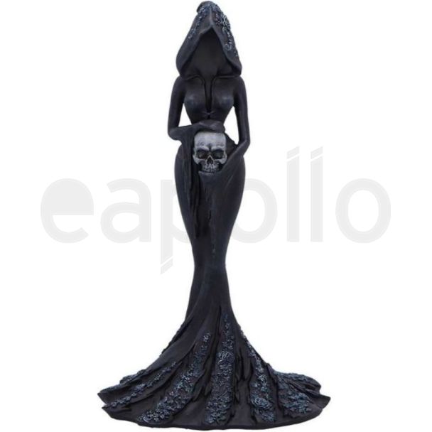 Faceless Hooded Woman Figurine Holding Skull – 20cm