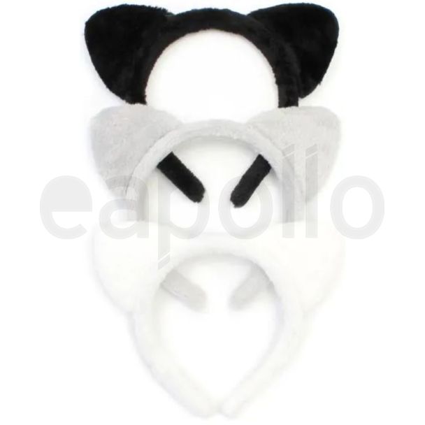 Faux Fur Fabric Cat Ears Aliceband - Assorted Colours (1.5cm Wide)