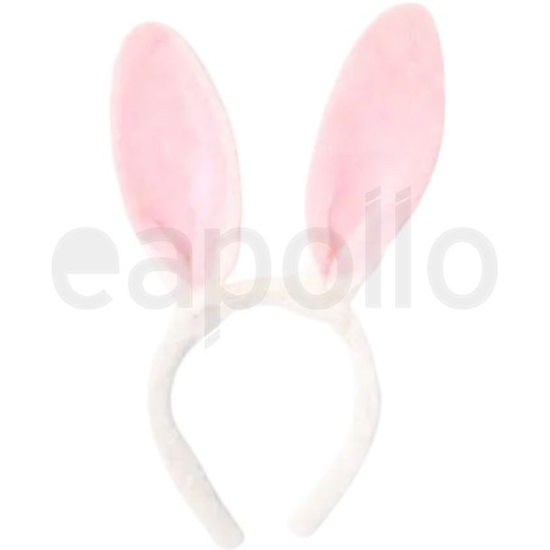 Fur Fabric Bunny Rabbit Ears Aliceband - Pink & White (1.5cm Wide)