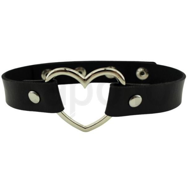 Vegan Heart Design Leather Choker 