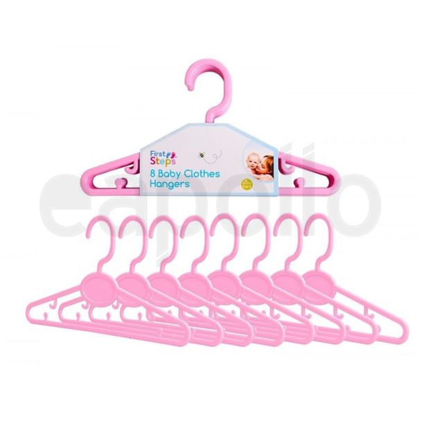 First Steps Baby Clothes Hangers 8 Pack - White