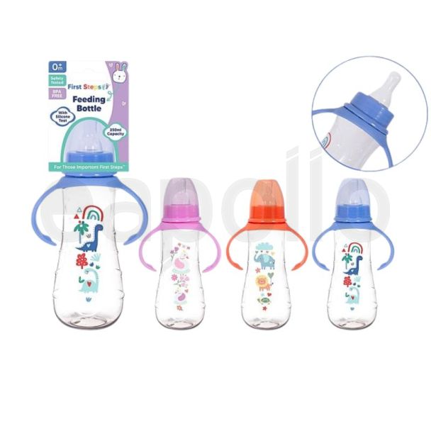 First Steps Baby Gripper Feeding Bottle (250ml) - Assorted 