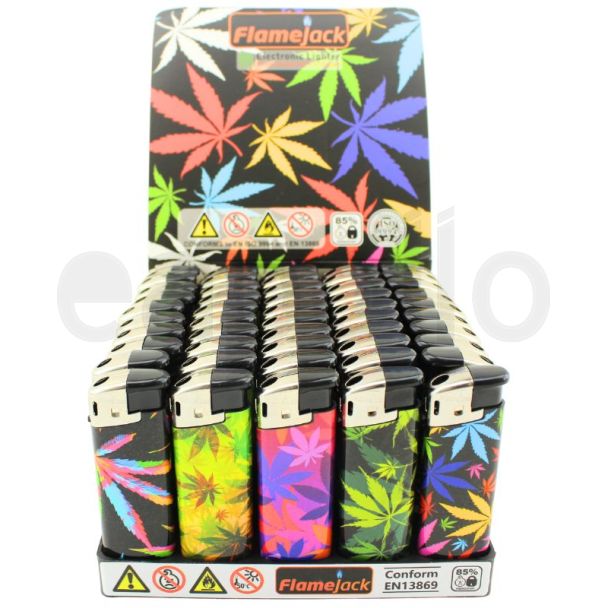 Flamejack Colours Leaf Design Electronic Lighters - Assorted 