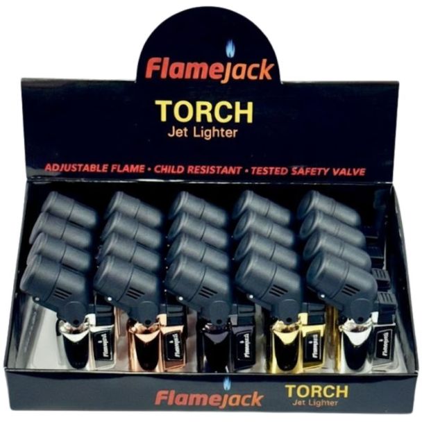 FlameJack Double Jet Metallic Lighter - Assorted Colours