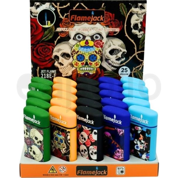 FlameJack Jet Flame Refillable Lighters - Sugar Skull (Assorted Designs)