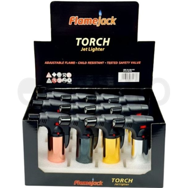 FlameJack  Jumbo Torch Jet Lighter - Metallic Colours (Assorted)