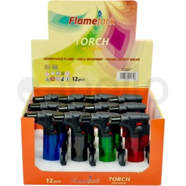 FlameJack Jumbo Torch Jet Lighter - Transparent Clear Design (Assorted)