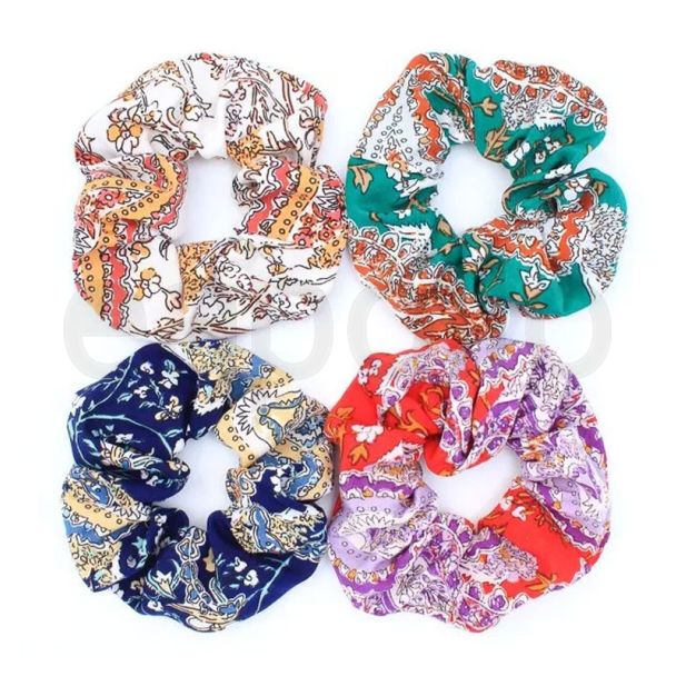 Floral Patterned Fabric Scrunchies - Assorted Colours 