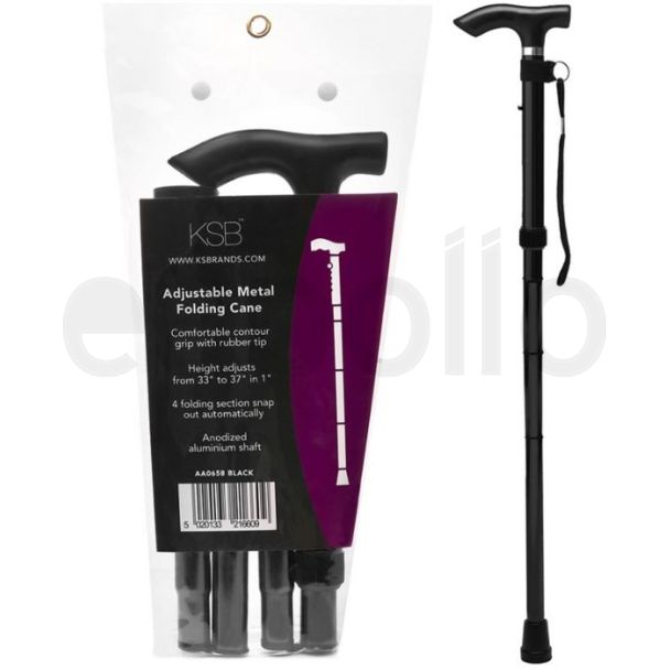 Foldable Aluminium Walking Stick-Black