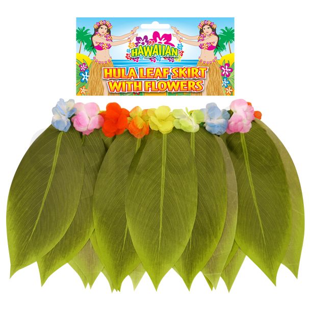 Hula Leaf Skirt With Flower 