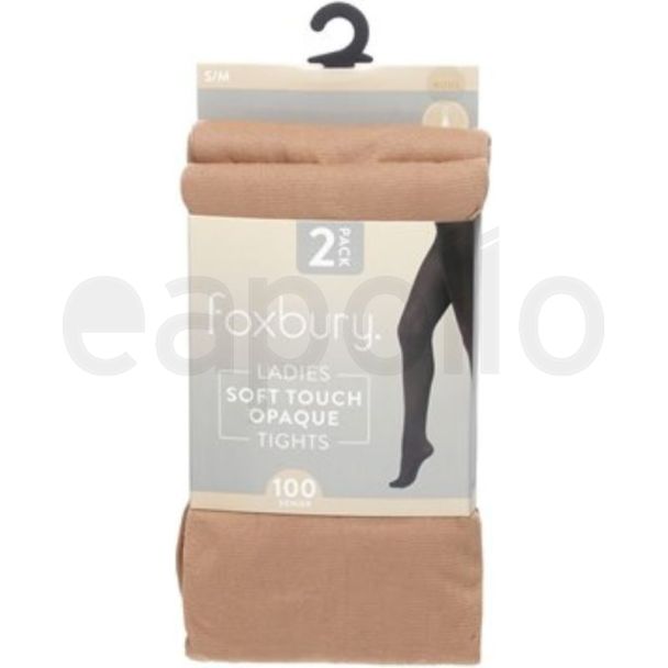 Foxbury 100 Denier Opaque Tights – Nude S/M (Pack of 2)