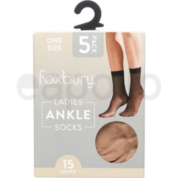 Foxbury 15 Denier Ankle High Socks – Nude (Pack of 5)