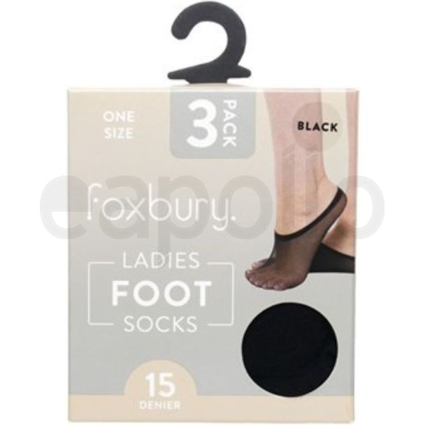 Foxbury 15 Denier Footlet Socks – Black (Pack of 3)