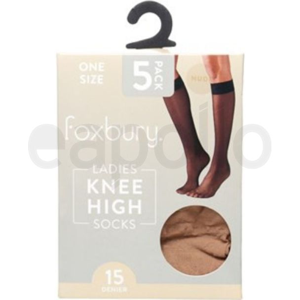 Foxbury 15 Denier Knee High Socks – Nude (Pack of 5)