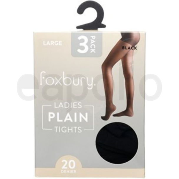 Foxbury 20 Denier Tights – Black Large (Pack of 3)