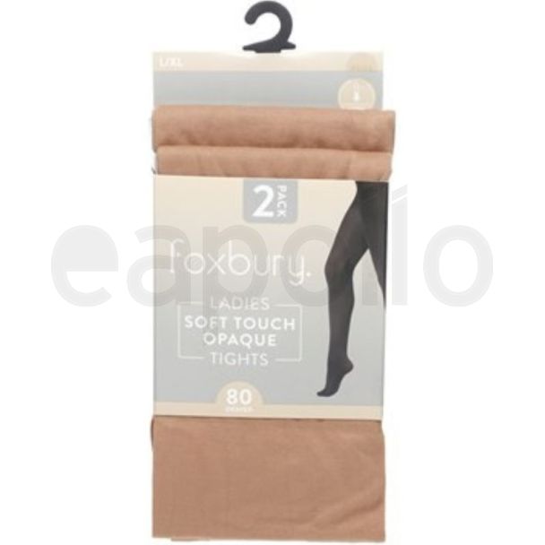 Foxbury 80 Denier Opaque Tights – Nude L/XL (Pack of 2)