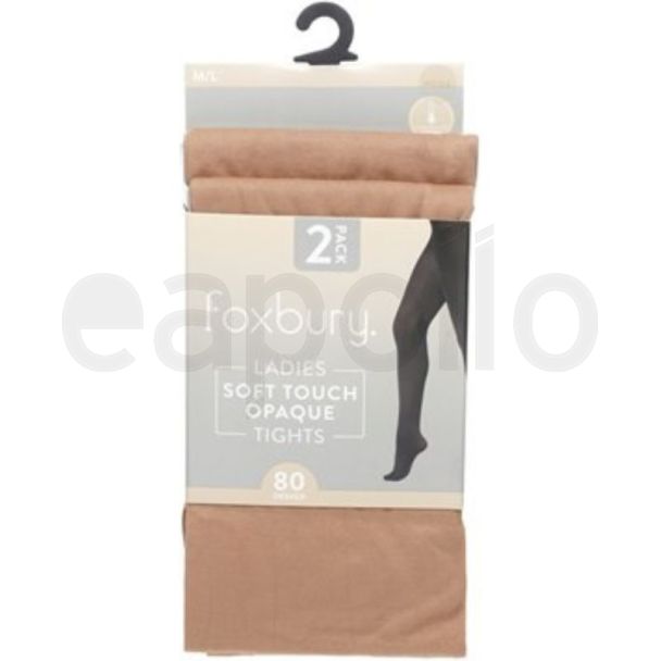 Foxbury 80 Denier Opaque Tights – Nude M/L (Pack of 2)