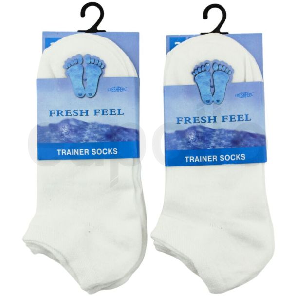 Fresh Feel Ladies Trainer Socks - White 