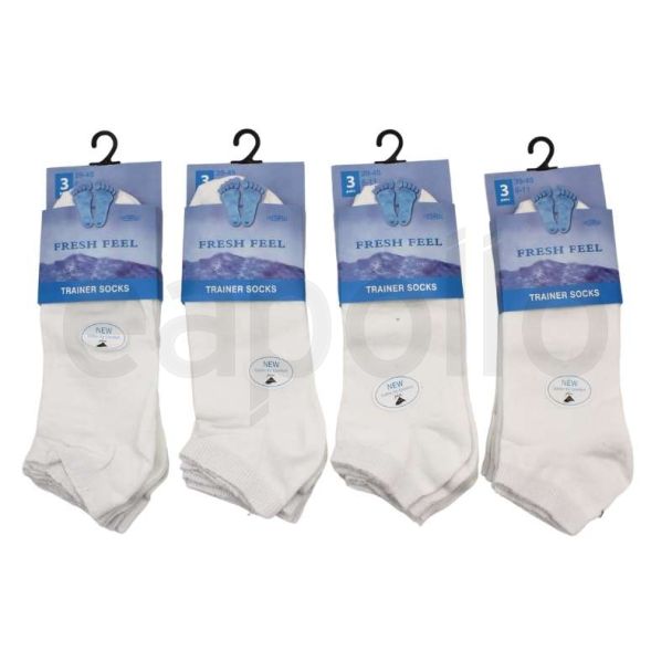 Men's Fresh Feel 3 Pack Trainer Socks(6-11)- White