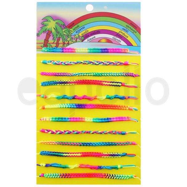 Friendship Cord Bracelet On The Card Assorted  Neon Colours