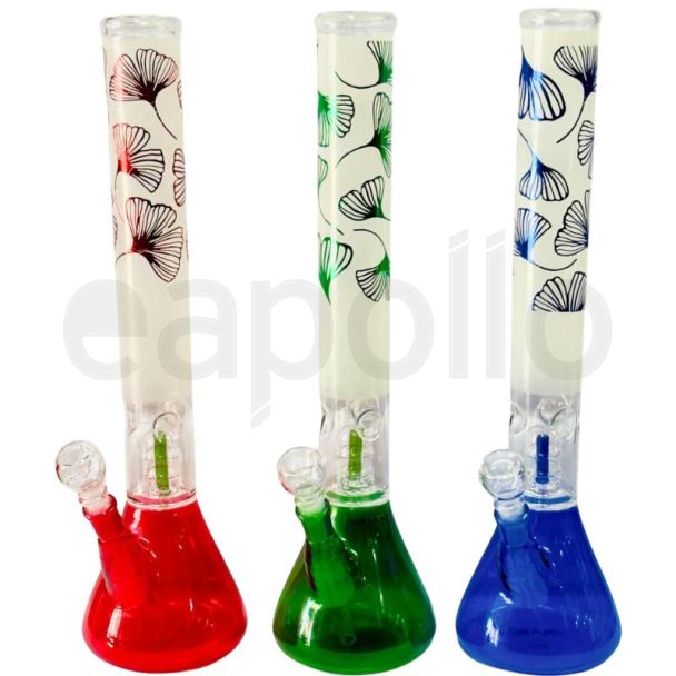 Frost & Flower Design Glass Waterpipe -  Assorted Colours (17.5inch)