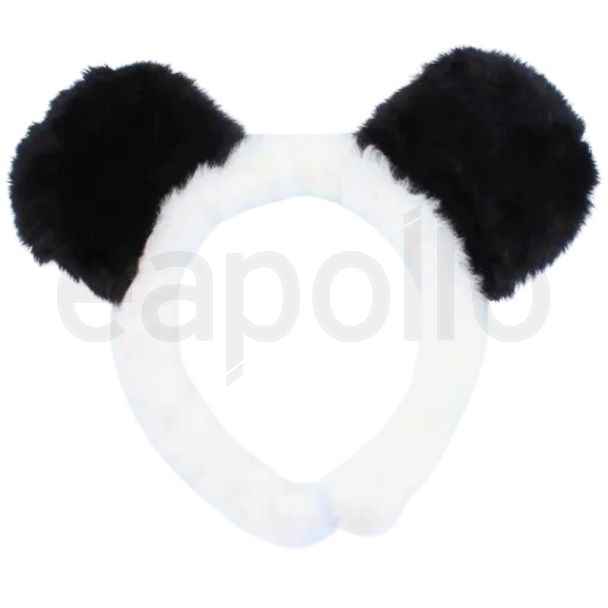 Fur Fabric Panda Ears Aliceband - Black & White