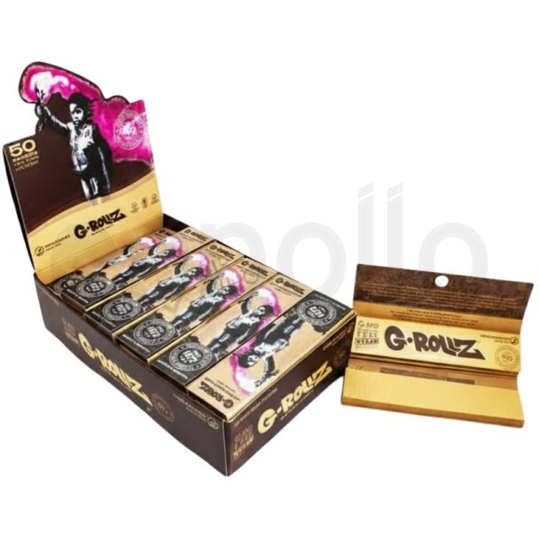 G-Rollz King Size Slim Rolling Papers + Tips – Torch Boy Brown 