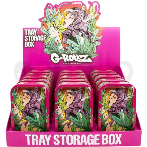 G-ROLLZ  Mini Storage Box Tin with Tray Lid (12.3 x 7 x 3.2cm) - Leaf Girl 