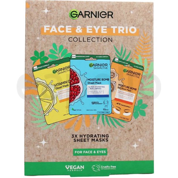 Garnier Face & Eye Trio Collection Sheet Mask Gift Set 