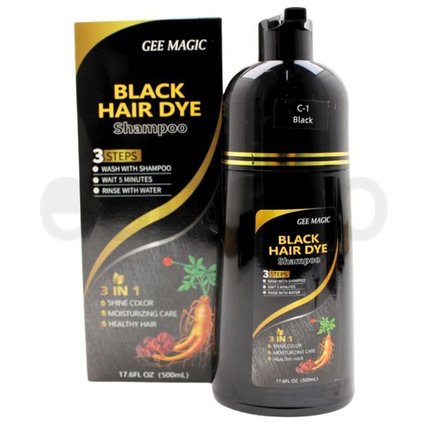 Gee Magic 3-in-1 Herbal Hair Dye Shampoo 17.6FL OZ (500ml) - Black