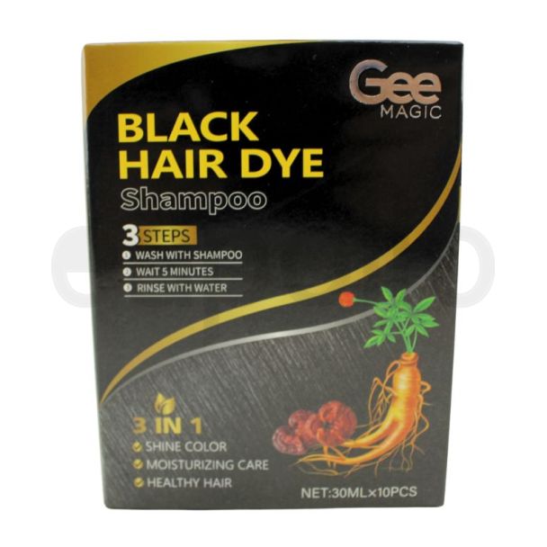 Gee Magic 3-in-1 Herbal Hair Dye Shampoo (10Pcs x 30ml) - Black
