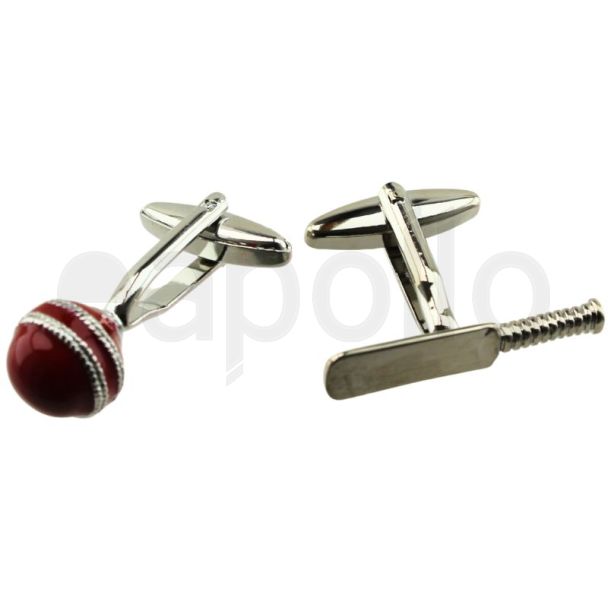 Gents Silver Cricket Bat and Ball Cufflinks
