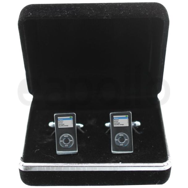 Gents Silver Portable MP3 Player Style Cufflinks with Case