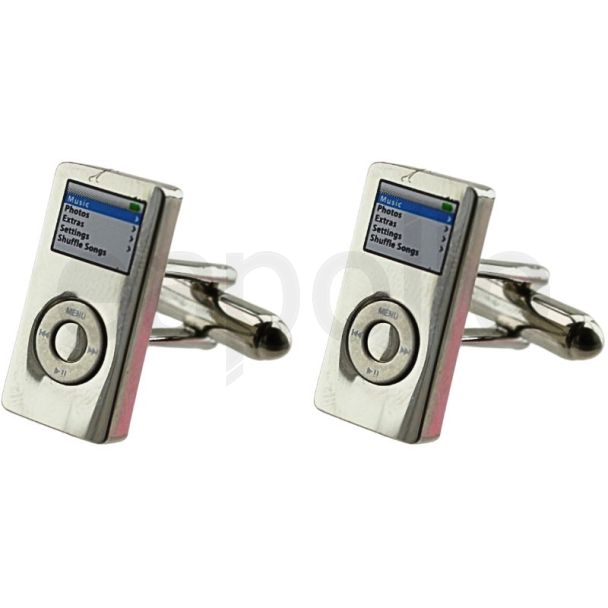 Gents Silver Portable MP3 Player Style Cufflinks with Case