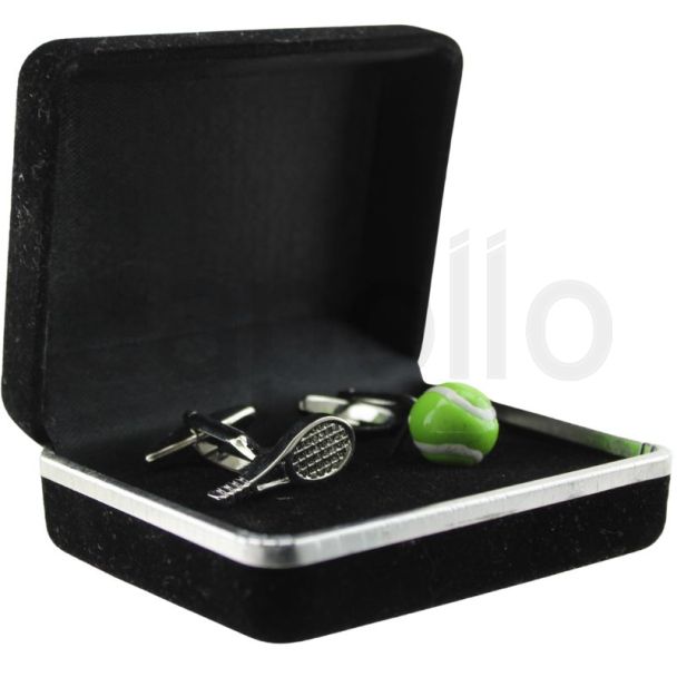 Gents Silver Tennis Racket and Ball Shirt Cufflink