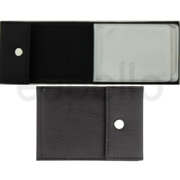 Genuine Leather RFID Card Holder Wallet - Black