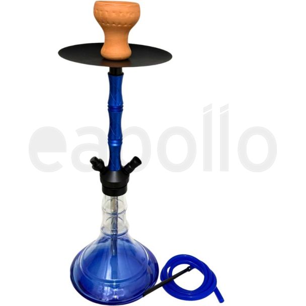 German Hookah Set With Single Hose Plain Design– Assorted Colours (51cm)