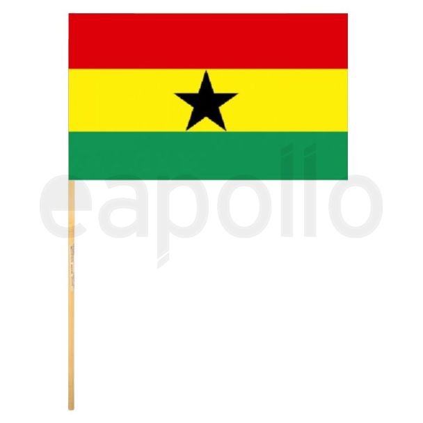 Ghana Hand Flag With Wooden Stick