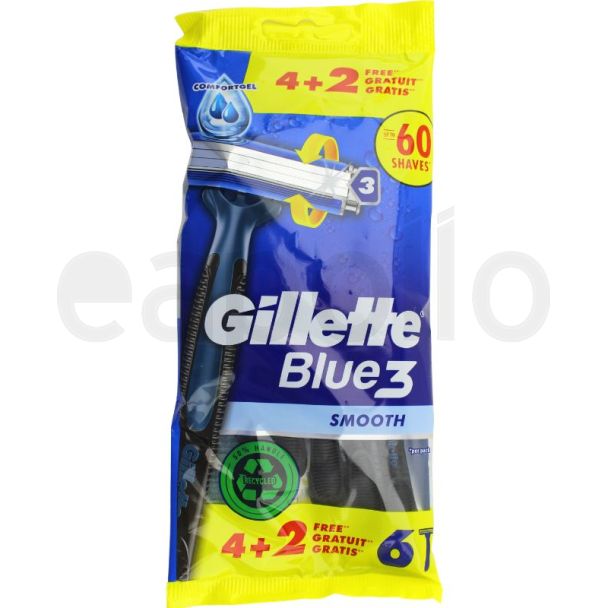 Gillette Blue 3 Smooth Disposable Razors (4+2 Pack)