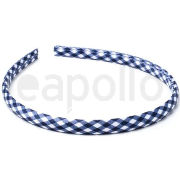Gingham Print Fabric Aliceband - Navy