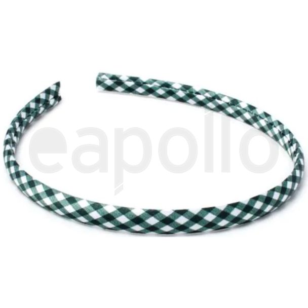 Gingham Print Fabric Aliceband -  Bottle Green