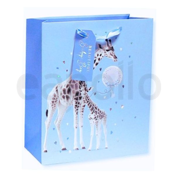 Giraffe Design Baby Boy Sky Blue Gift bag (Large)