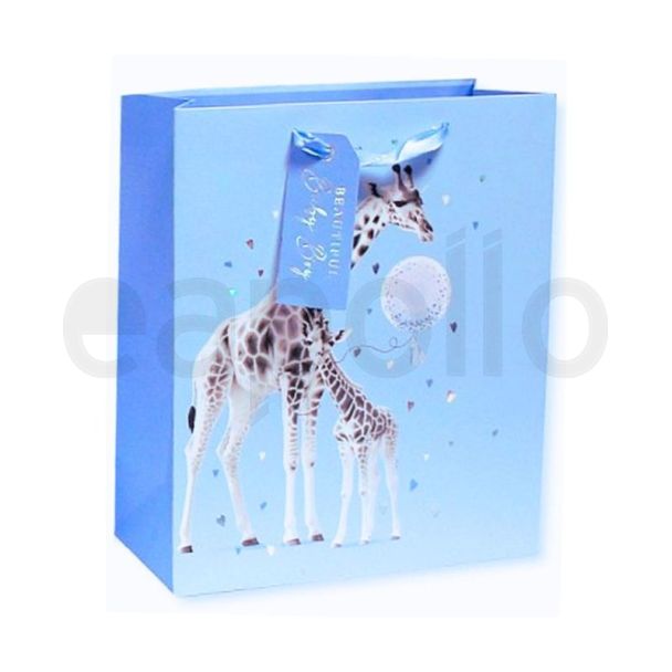 Giraffe Design Baby Boy Sky Blue Gift bag (Medium)