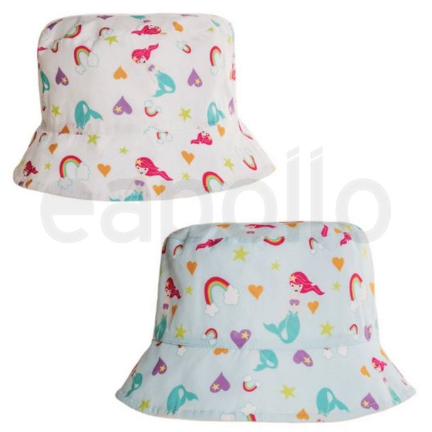 Girls Mermaid Print Bucket Hat - Assorted Colours