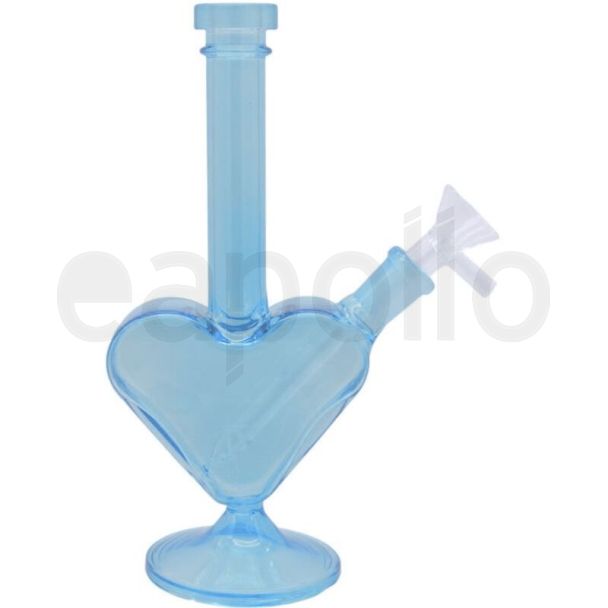 Glass "Heart of Glass" Waterpipe - Blue- 8 Inch