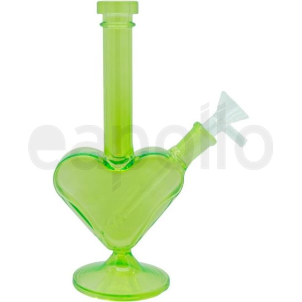 Glass "Heart of Glass" Waterpipe - Green - 8 Inch
